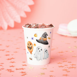 Gobelets En Papier Baby shower d'aquarelle Little Boo Halloween