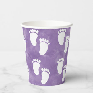 Gobelets En Papier Baby shower d'aquarelle violet Motif d'empreinte