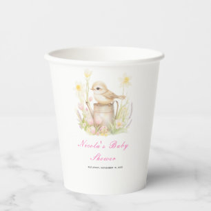 Gobelets En Papier Baby shower d'arrosage des oiseaux de printemps