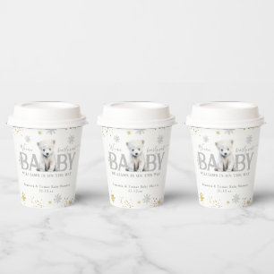 Gobelets En Papier Baby shower d'attente moderne d'hiver Bienvenue
