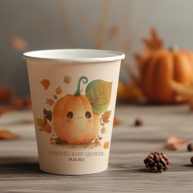Gobelets En Papier Baby shower d'automne Citrouille doux (Sweet pumpkin cup!)