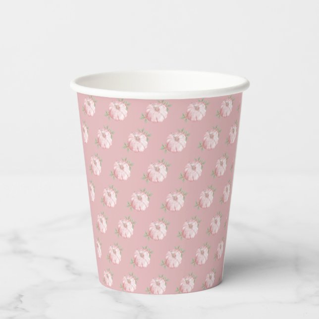 Gobelets En Papier Baby shower d'automne de Pink Little Citrouille Mo (Verso)