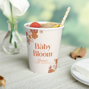 Gobelets En Papier Baby shower de Baby shower Floral Super Boho Retro