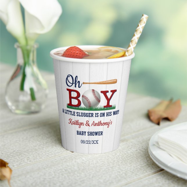 Gobelets En Papier Baby shower de baseball Boys (Insitu)