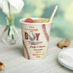 Gobelets En Papier Baby shower de baseball des garçons vintages