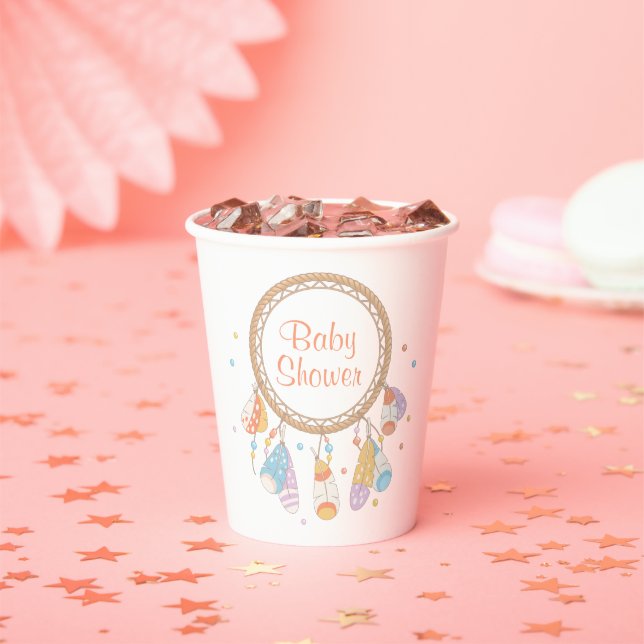 Gobelets En Papier Baby shower de Boho Tribal Dreamcatcher (Insitu)