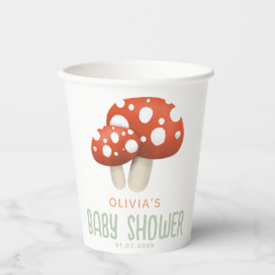 Gobelets En Papier Baby shower de champignons roux rustiques