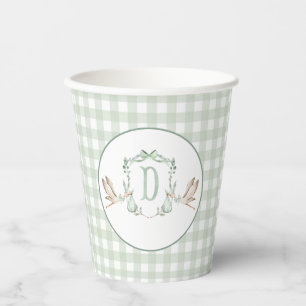 Gobelets En Papier Baby shower de cigogne de Preppy Southern Green