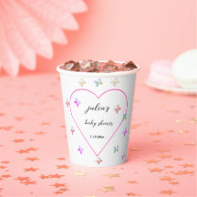 Baby shower de fille papillon de coeur rose