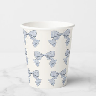 Gobelets En Papier Baby shower de garçon élégant avec cou à plaid ble