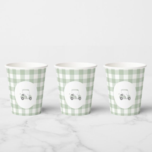 Gobelets En Papier Baby shower de golf vert Sage (Multi)