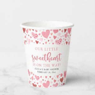 Gobelets En Papier Baby shower de la Saint Valentin Pink Little Sweet