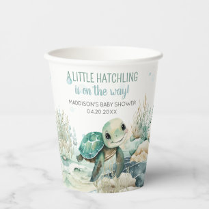 Gobelets En Papier Baby shower de la tortue de mer