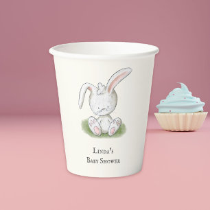 Gobelets En Papier Baby shower de lapin blanc mignon
