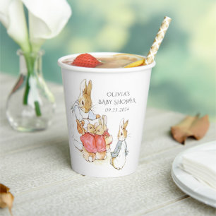 Gobelets En Papier Baby shower de lapin Vintage Beatrix Potter