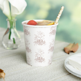 Gobelets En Papier Baby shower de nid d'oiseaux rose Rose poussiéreux