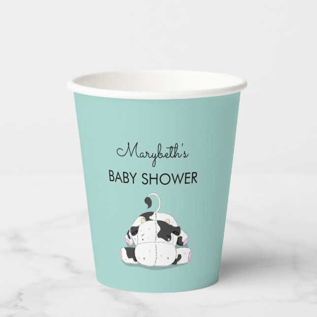 Gobelets En Papier Baby shower de petite vache (Recto)