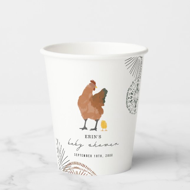 Gobelets En Papier Baby shower de poulet (Recto)