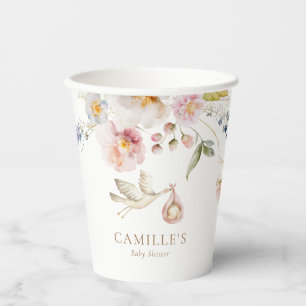 Gobelets En Papier Baby shower de printemps fleur sauvage