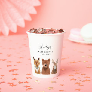 Gobelets En Papier Baby shower des animaux forestiers