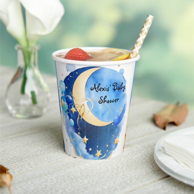 Gobelets En Papier Baby shower des étoiles et de la lune (Insitu)