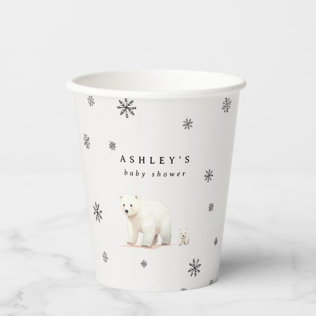 Gobelets En Papier Baby shower des ours polaires d'hiver (Recto)