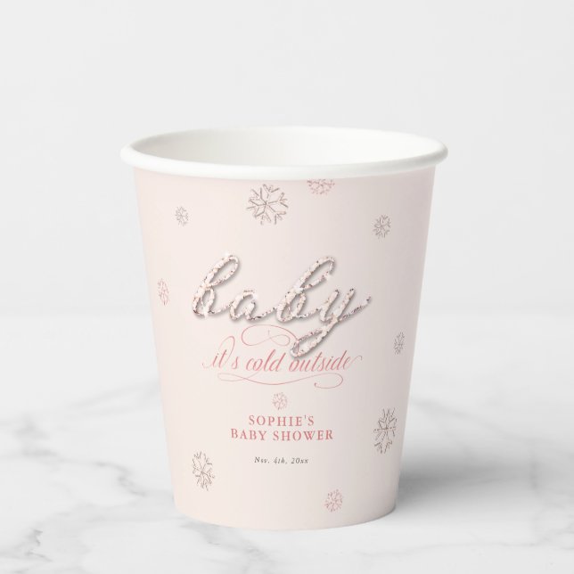 Gobelets En Papier Baby shower d'hiver de la Parties scintillant des  (Recto)