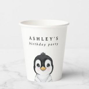 Gobelets En Papier Baby shower d'hiver de Pingouin mignon
