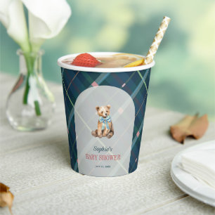 Gobelets En Papier Baby shower d'ours en peluche bleu marine