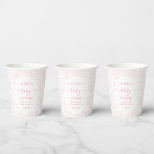 Gobelets En Papier Baby shower en toile rose fille