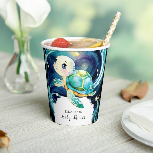 Gobelets En Papier Baby shower Enchanted de Tortue Océanique (Insitu)