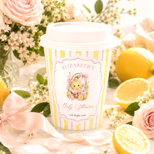 Gobelets En Papier Baby Shower Fille Rayures Citron