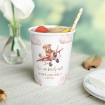 Baby shower fille rose de l'avion mignonne ours