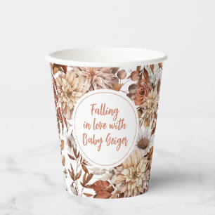 Gobelets En Papier Baby shower floral de l'aquarelle d'automne