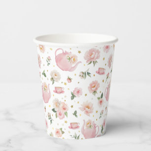Gobelets En Papier Baby shower Floral Rose Tea Party
