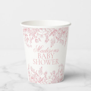 Gobelets En Papier Baby Shower Floral Vintage Chinoiserie Rose