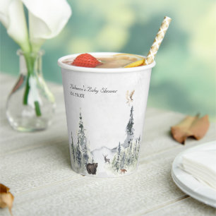 Gobelets En Papier Baby shower forestier de Woodland Personnalisé 