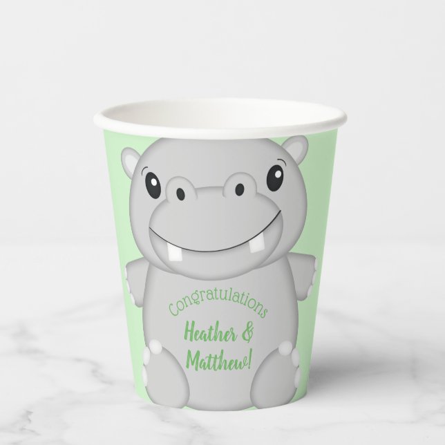 Gobelets En Papier Baby shower Hippo (Recto)