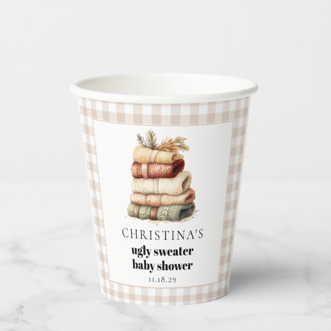 Gobelets En Papier Baby shower hivernal moche doux (Recto)