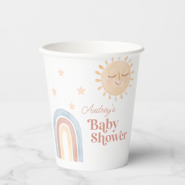 Gobelets En Papier Baby shower Little Sun & Rainbow (Recto)