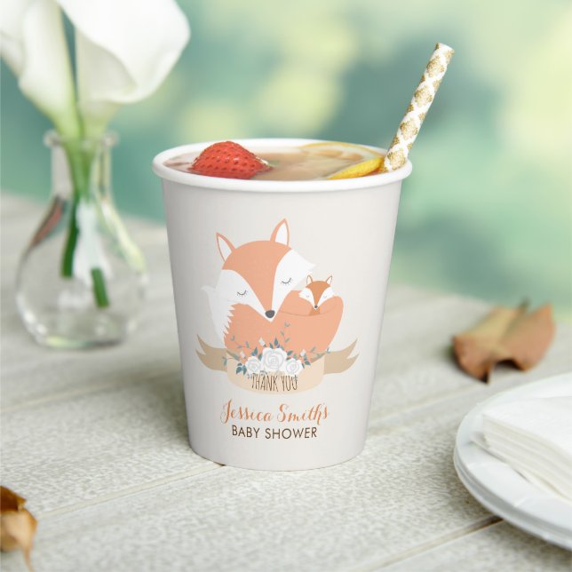 Gobelets En Papier Baby shower Maman et Baby Fox (Insitu)