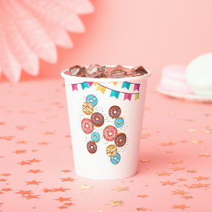 Gobelets En Papier Baby shower moderne pour bébés Donut arroser