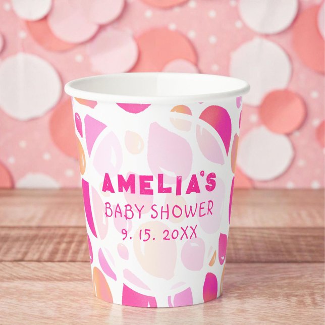 Gobelets En Papier Baby shower Motif de bimbo rose Balloon (Créateur téléchargé)