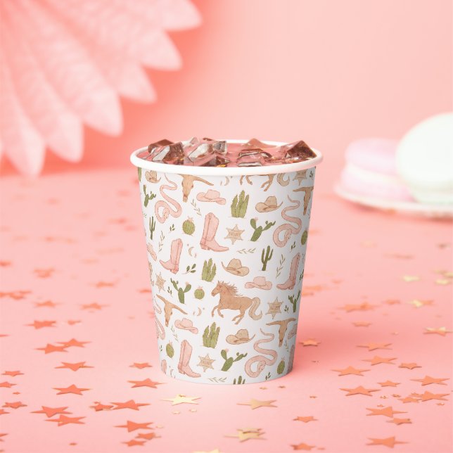 Gobelets En Papier Baby shower Motif de fille rose (Insitu)