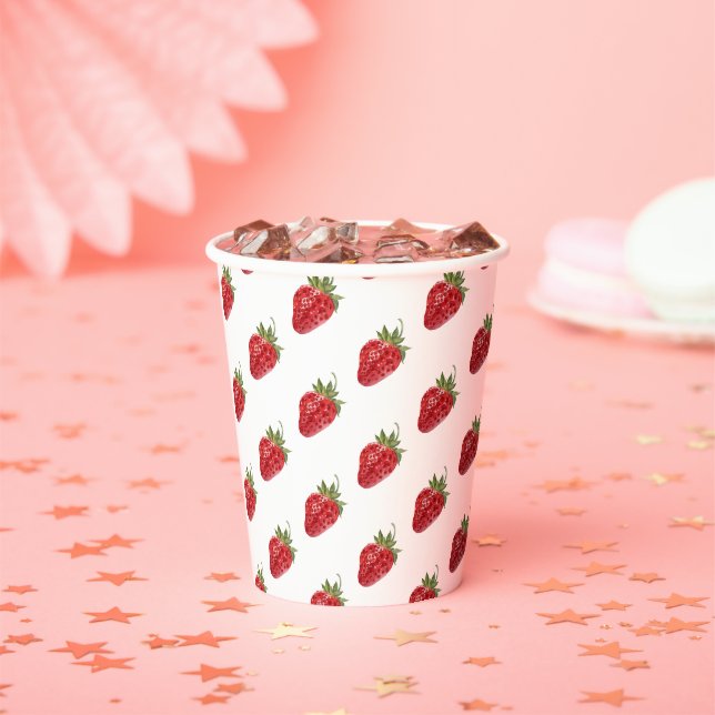 Gobelets En Papier Baby shower Motif de fraises moderne (Insitu)