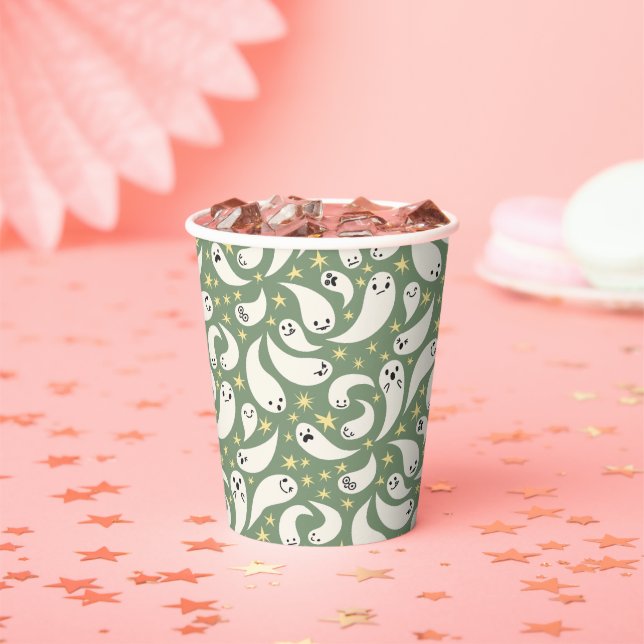 Gobelets En Papier Baby shower Motif Little Boo Green (Insitu)