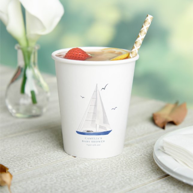 Gobelets En Papier Baby shower nautique minimal Ahoy Boy's (Insitu)