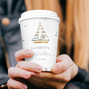 Gobelets En Papier Baby shower nautique simple moderne