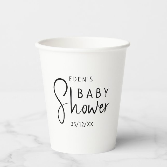 Gobelets En Papier Baby shower Neutre Moderne Simple (Recto)
