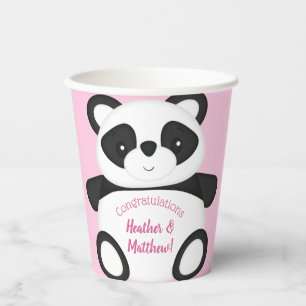 Gobelets En Papier Baby shower Ours Panda Rose